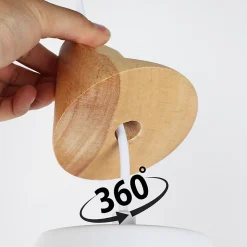 Lustre de Plafond Forme Bdminton : Métal Blanc et Bois de Style Nordique, pour Salle à Manger, Salon, Bureau, Restaurant