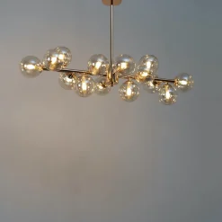Lustre design doré chaleureux à 14 sphères - Osanna