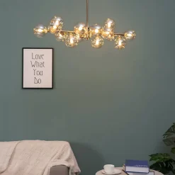 Lustre design doré chaleureux à 14 sphères - Osanna