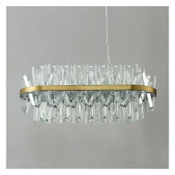 Lustre doré en cristal pampilles transparentes - Ariella