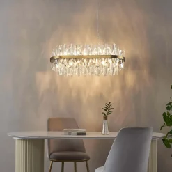 Lustre doré en cristal pampilles transparentes - Ariella