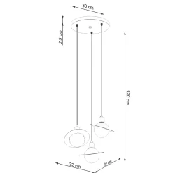 Lustre en acier 3 ampoules 3000K - 32x32x120cm Sollux
