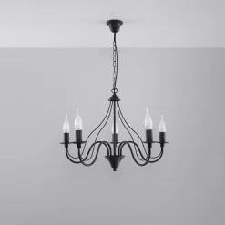 Lustre en acier 5 ampoules 4000K - 60x60x80cm Sollux