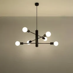 Lustre en acier 6 lampes 60x60x85cm Sollux