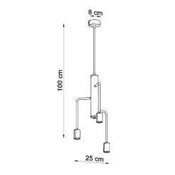 Lustre en acier 3 lampes 25x25x100cm Sollux