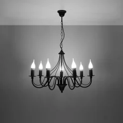 Lustre en acier 7 lampes 60x60x80cm Sollux