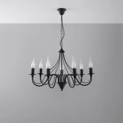 Lustre en acier 7 lampes 60x60x80cm Sollux