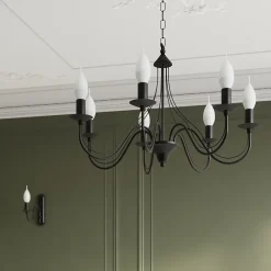 Lustre en acier 7 lampes 60x60x80cm Sollux