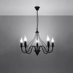 Lustre en acier 5 lampes 60x60x80cm Sollux