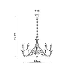 Lustre en acier 5 lampes 60x60x80cm Sollux