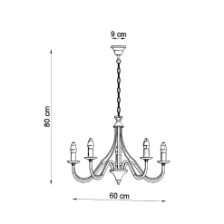 Lustre en acier 5 lampes 60x60x80cm Sollux