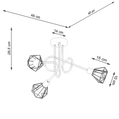 Lustre en acier 3 lampes 48x48x28.5cm Sollux