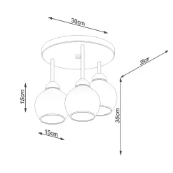 Lustre en acier 3 lampes 35x35x35cm Sollux