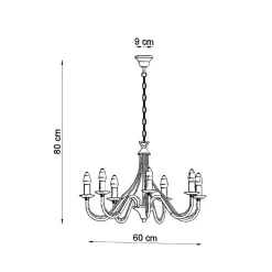 Lustre en acier 7 lampes 60x60x80cm Sollux