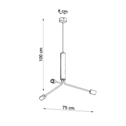 Lustre en acier 3 lampes 75x75x100cm Sollux
