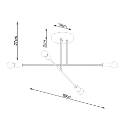 Lustre en acier 4 lampes 60x43x27cm Sollux