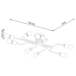 Lustre en acier/bois 8 ampoules 3000K - 100x60x16.5cm Sollux
