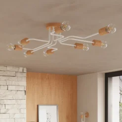 Lustre en acier/bois 6 ampoules 3000K - 85x58x16.5cm Sollux