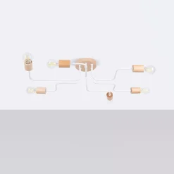 Lustre en acier/bois 6 ampoules 3000K - 85x58x16.5cm Sollux