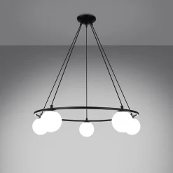 Lustre en acier/verre 5 ampoules 3000K - 80x80x98cm Sollux