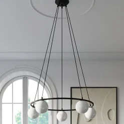 Lustre en acier/verre 5 ampoules 3000K - 80x80x98cm Sollux