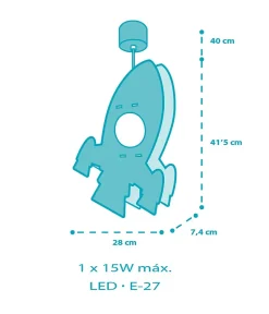 Lustre et lampe suspendue enfant Fusée Rocket