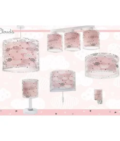Lustre et lampe suspension enfant Clouds Nuages rose