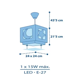 Lustre et lampe suspension enfant Moonlight lune et étoiles bleu