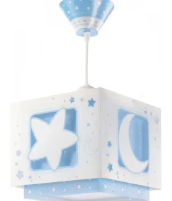 Lustre et lampe suspension enfant Moonlight lune et étoiles bleu