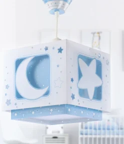 Lustre et lampe suspension enfant Moonlight lune et étoiles bleu