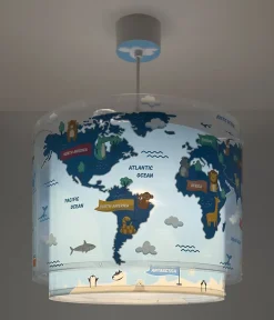 Lustre et lampe suspension pour enfants Kids World Carte du Monde