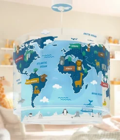 Lustre et lampe suspension pour enfants Kids World Carte du Monde