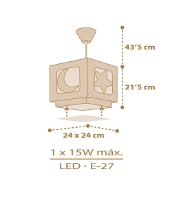 Lustre et lampe suspension enfant Moonlight lune et étoiles beige