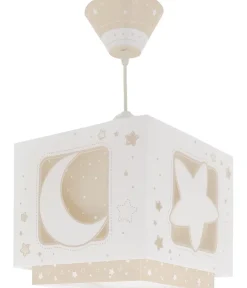 Lustre et lampe suspension enfant Moonlight lune et étoiles beige