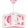 Lustre et lampe suspension enfant Moonlight lune et étoiles rose