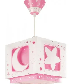 Lustre et lampe suspension enfant Moonlight lune et étoiles rose