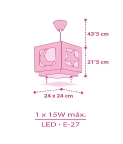 Lustre et lampe suspension enfant Moonlight lune et étoiles rose
