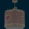 Lustre et lampe suspension enfant Little Queen couronne et coeurs