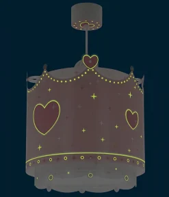 Lustre et lampe suspension enfant Little Queen couronne et coeurs