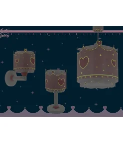 Lustre et lampe suspension enfant Little Queen couronne et coeurs