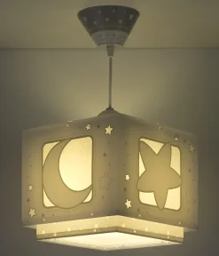 Lustre et lampe suspension enfant Moonlight lune et étoiles gris