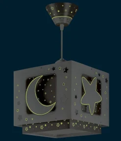 Lustre et lampe suspension enfant Moonlight lune et étoiles gris