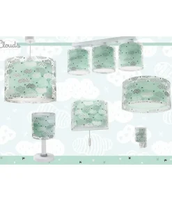 Lustre et lampe suspension enfant Clouds Nuages vert