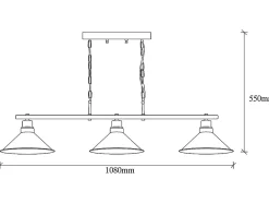 Lustre industriel en métal - 3 abat-jours - L. 108 x H. 55 cm - Noir - SIVANI