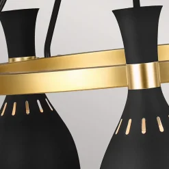 Lustre Joan 5 lumières - Noir minuit et Laiton bruni