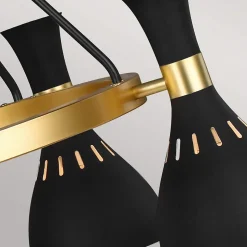 Lustre Joan 5 lumières - Noir minuit et Laiton bruni