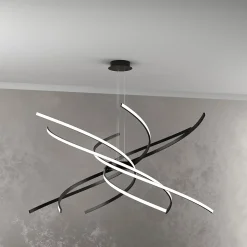 Lustre LED moderne Tornado 88W 5 950 lm Noir - Lumière blanche naturelle - Suspension