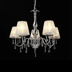 Lustre plafonnier 5xE14 chrome blanc 45 Cm lux.pro