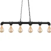 Lustre suspension design industriel métal noir 6 spots E27 compatible LED