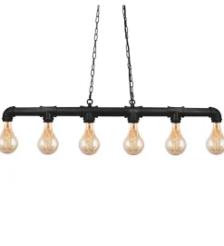 Lustre suspension design industriel métal noir 6 spots E27 compatible LED